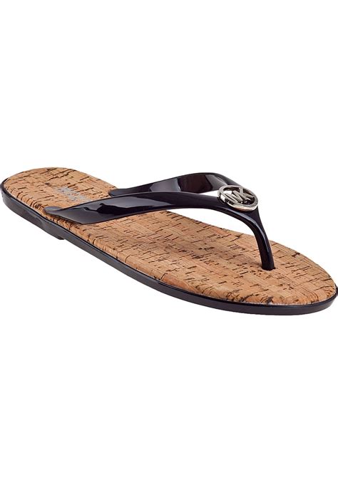 michael kors jet set jelly flip flops black|Michael Michael Kors Jet Set MK Jelly Flip.